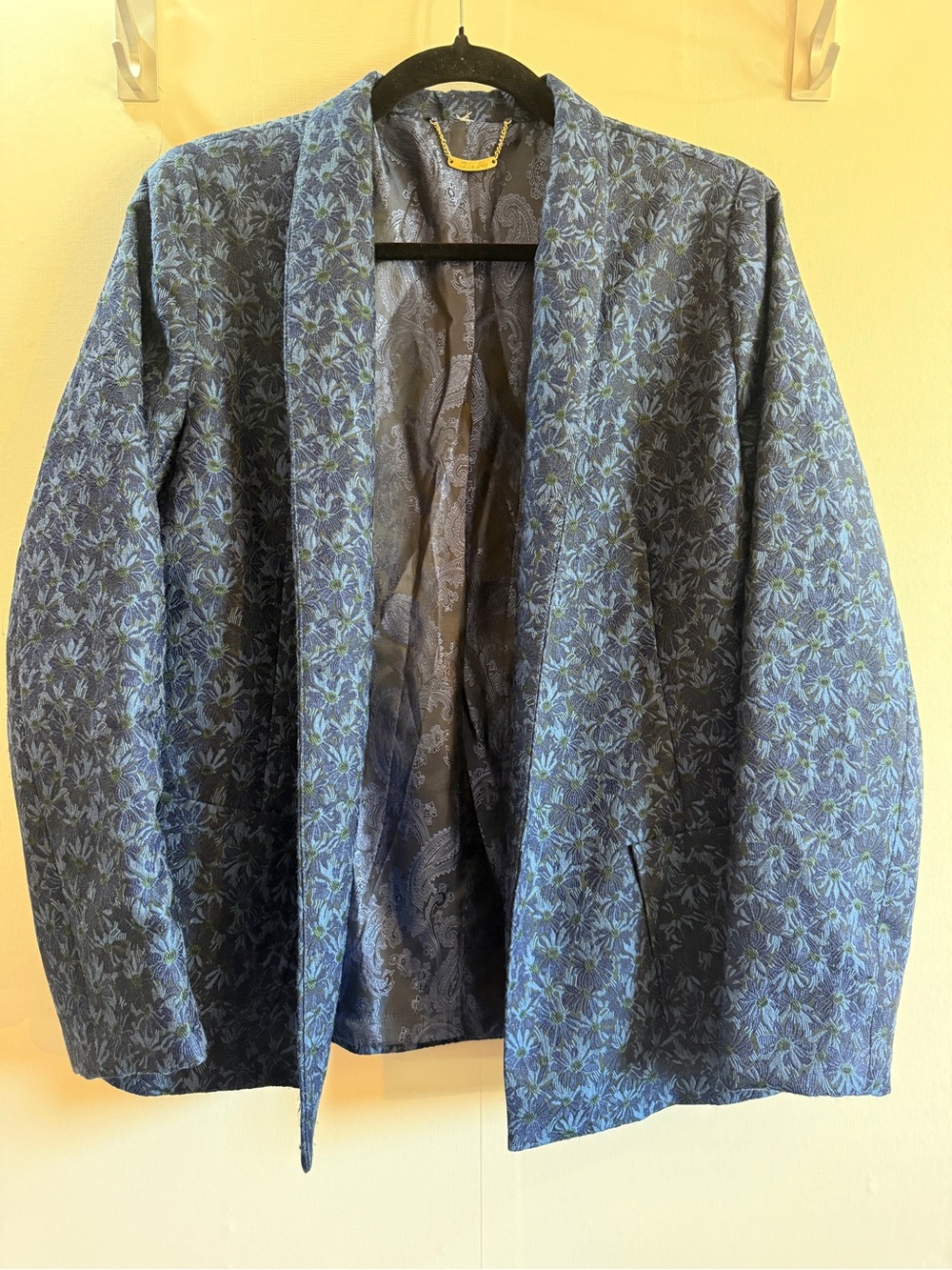 Blue Sky Clothing Co Floral Jacquard Blazer Jacket No Size Tag Fits Approx XL